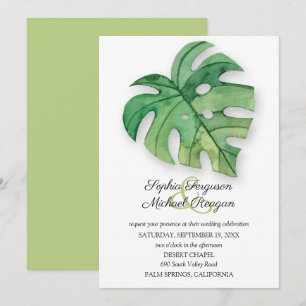 Tropical Monstera Leaf Botanical Wedding Invites