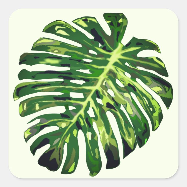 Tropical Monstera Leaf - Exotic Square Sticker (Front)