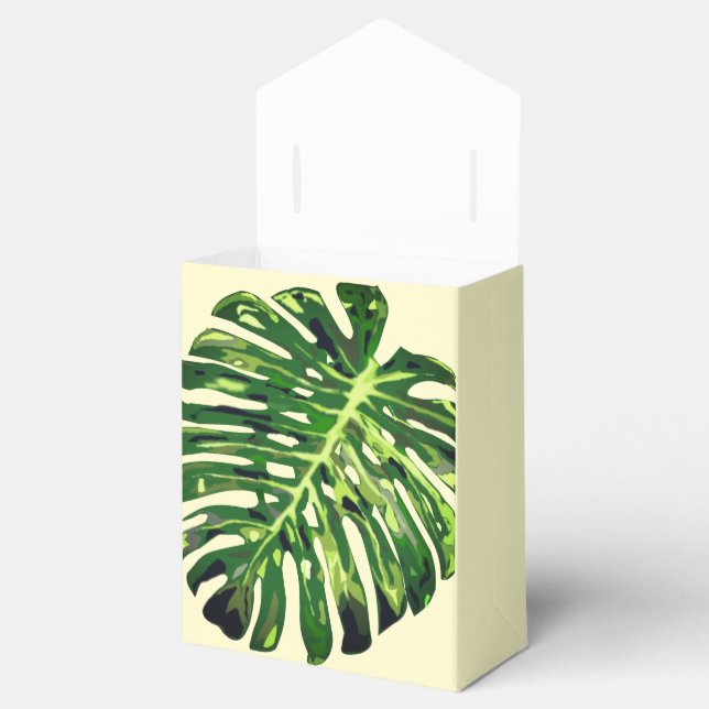Tropical Monstera Leaf Favor Box (Opened)
