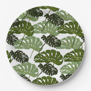 Tropical Monstera Leaf Green  Paper Plate