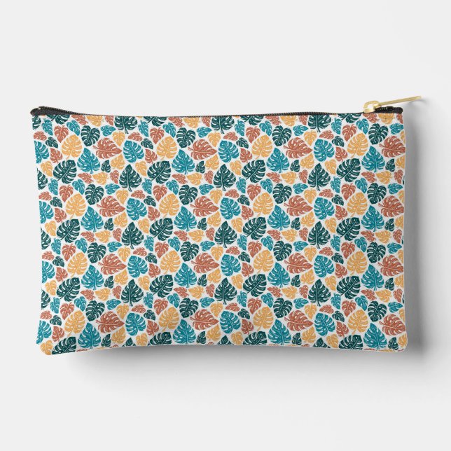 Tropical Monstera Leaf Pattern – Colourful Nature  Accessory Pouch (Back)