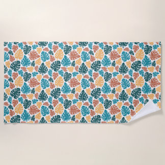 Tropical Monstera Leaf Pattern – Colourful Nature  Beach Towel