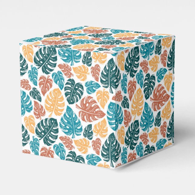 Tropical Monstera Leaf Pattern – Colourful Nature  Favor Box (Front Side)