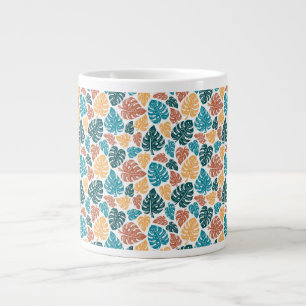 Tropical Monstera Leaf Pattern – Colourful Nature Large Coffee Mug