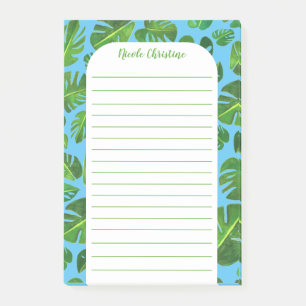 Tropical Monstera Leaf Pattern CUSTOMIZED Lined  Post-it Notes