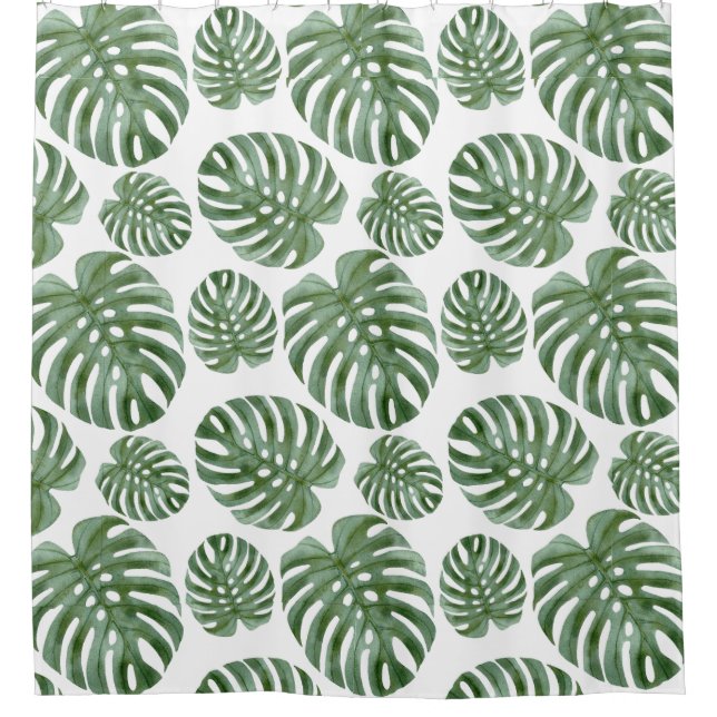 Tropical Monstera Leaf rideau de salle de bain (Devant)