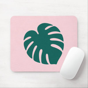 Tropical Monstera Leaf Silhouette Mouse Pad