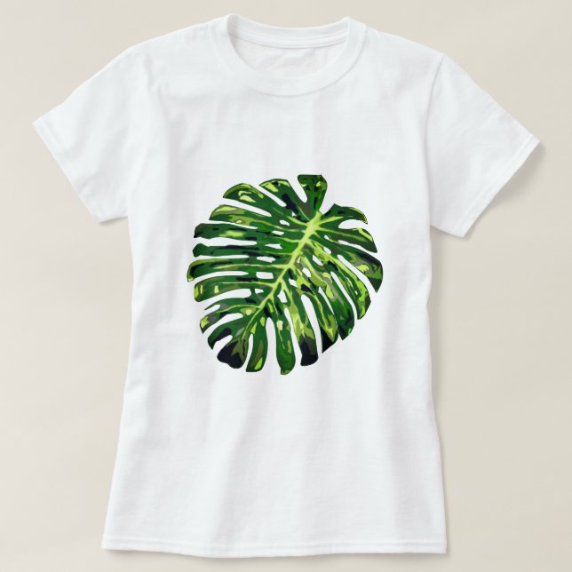 Tropical Monstera Leaf T-Shirt - Summer Vacation (Design Front)
