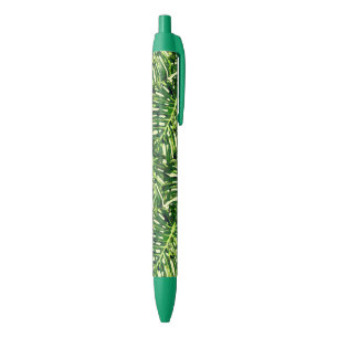 Tropical Monstera Leaves Blue Ink Pen