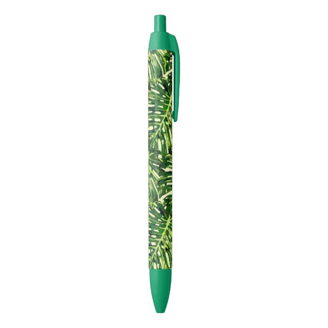 Tropical Monstera Leaves Blue Ink Pen (Bottom (Vertical))