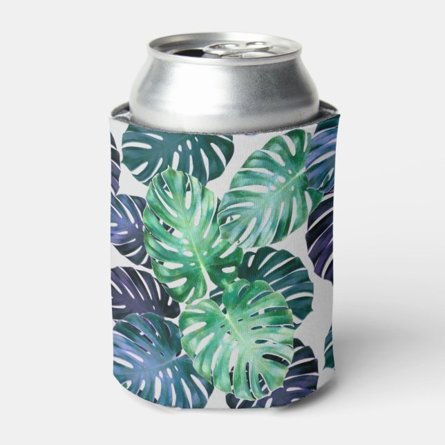Tropical Monstera Leaves  Can Cooler (Can Front)