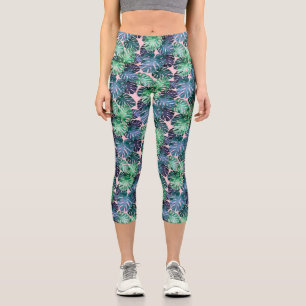 Tropical Monstera Leaves Capri Leggings