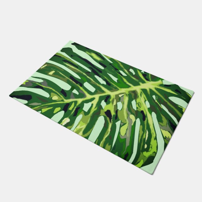 Tropical Monstera Leaves Doormat (Angled)