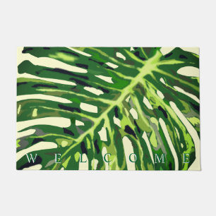 Tropical Monstera Leaves Doormat - Welcome