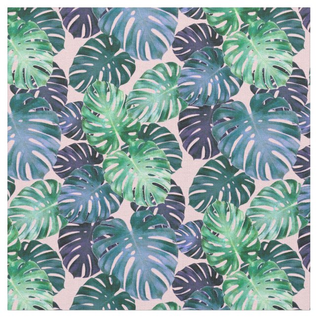 Tropical Monstera Leaves Fabric (Close Up)