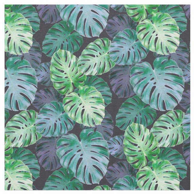 Tropical Monstera Leaves Fabric (Close Up)
