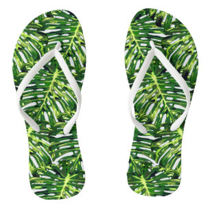 Tropical Monstera Leaves Flip Flops