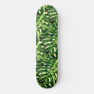Tropical Monstera Leaves - Green Travel Skateboard
