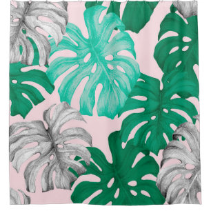 Tropical monstera leaves hand drawn illustration p