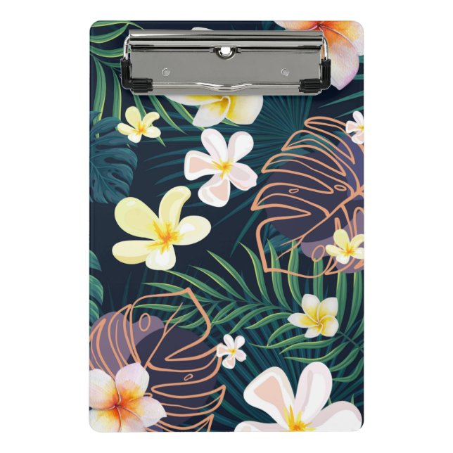 Tropical monstera leaves plumeria flowers  mini clipboard (Front)