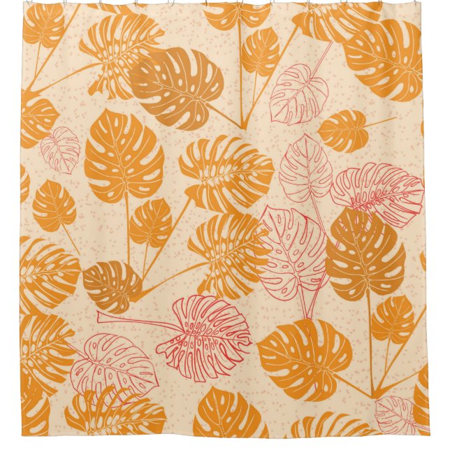 Tropical monstera leaves. silhouette drawing Seaml (Front)