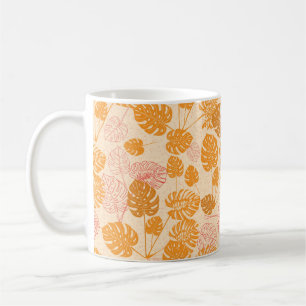 Tropical monstera leaves. silhouette drawing Seaml Coffee Mug