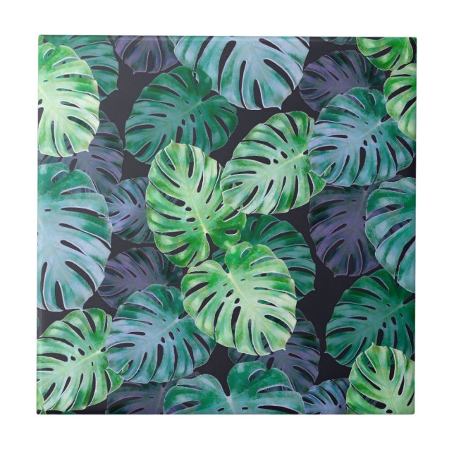 Tropical Monstera Leaves Tile (Front)