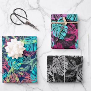 Tropical Monstera leaves Wrapping Paper Sheet