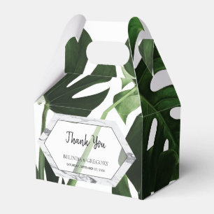 Tropical Monstera Marble Wedding Favor Box