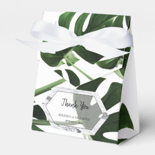 Tropical Monstera Marble Wedding Favor Box