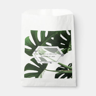 Tropical Monstera Marble Wedding Favour Bag