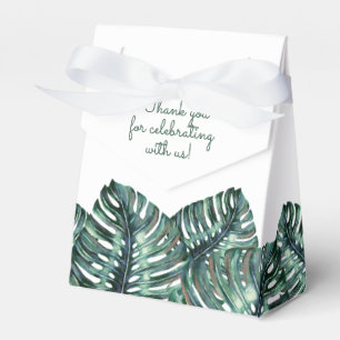 Tropical Monstera Palm Beach Wedding Retro  Favor Box