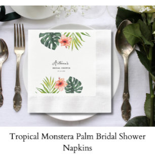 Tropical Monstera Palm Bridal Shower Napkin