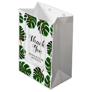 Tropical Monstera palm leaf wedding thanks & favou Medium Gift Bag