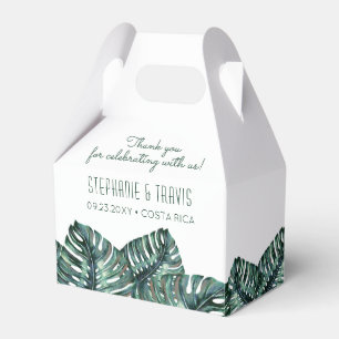 Tropical Monstera Palm Retro Mod Beach Wedding Fav Favor Box