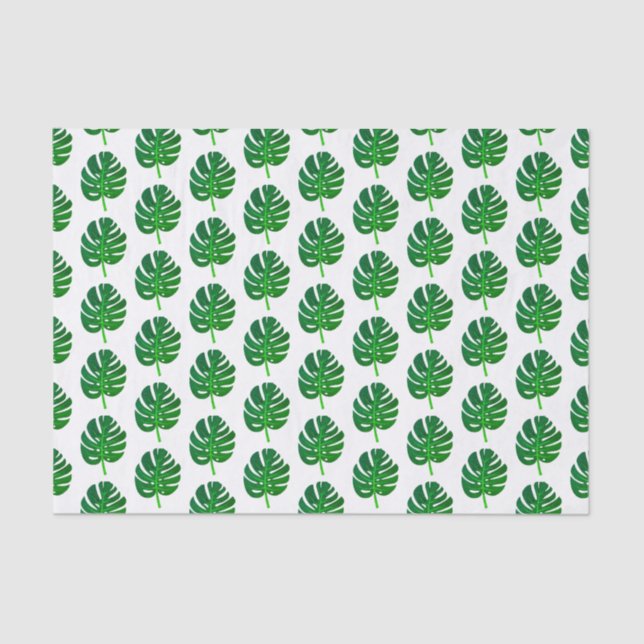 Tropical Monstera palm tree leaf Tissue Paper (Front)