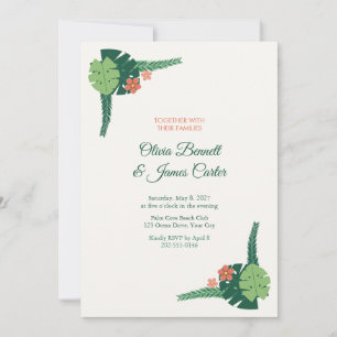 Tropical Monstera Palm Wedding Invitation