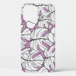 Tropical Monstera Plant Repeat Pattern iPhone 12 Case