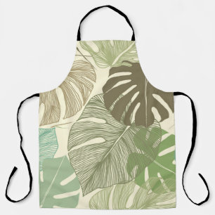 Tropical Monstera Retro Hand-Drawn Pattern Apron