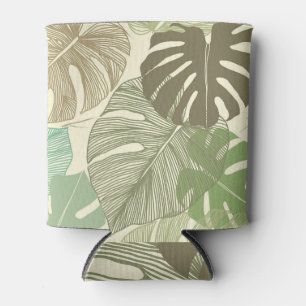 Tropical Monstera Retro Hand-Drawn Pattern Can Cooler