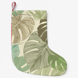 Tropical Monstera Retro Hand-Drawn Pattern Small Christmas Stocking