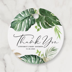 Tropical Monstera Summer Baby Shower Thank You Favour Tags