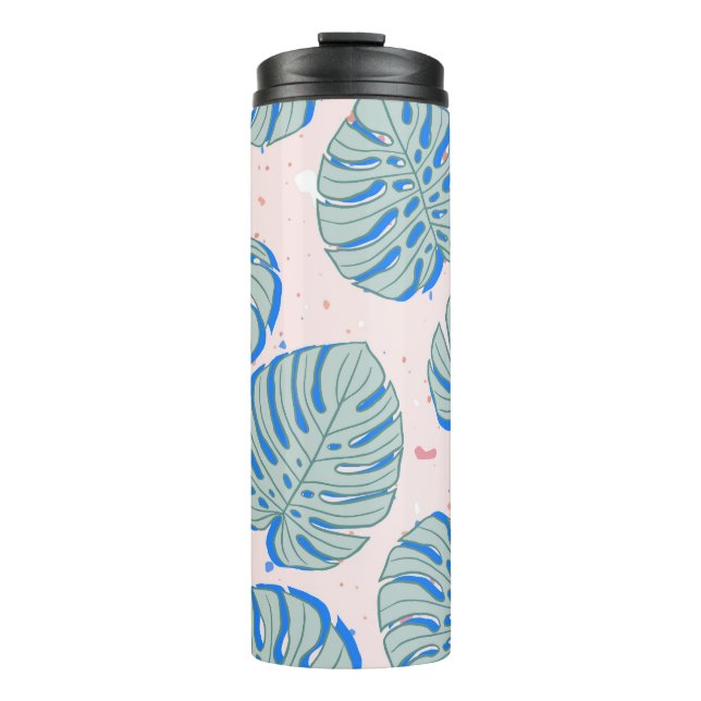 Tropical Monstera: Terrazzo Vintage Pattern Thermal Tumbler (Front)