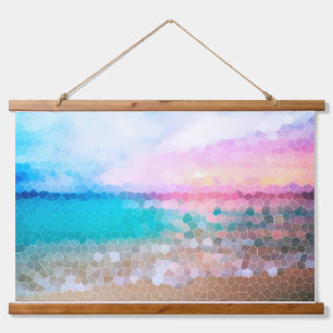 Tropical Morning Sunrise Stain Glass Beach  Hanging Tapestry