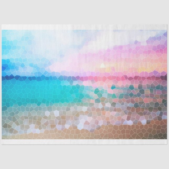 Tropical Morning Sunrise Stain Glass Beach  Tissue Paper (Front)