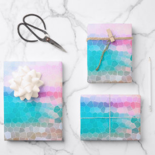 Tropical Morning Sunrise Stain Glass Beach Wrapping Paper Sheet