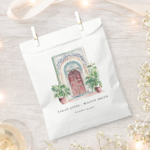 Tropical Moroccan Doorway Watercolor Wedding Favour Bag
