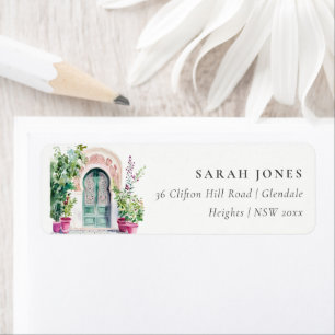Tropical Moroccan Watercolor Doorway Address