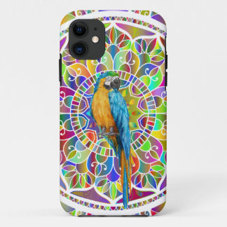 Tropical Mosaic – Blue & Gold Macaw Mandala iPhone 11 Case