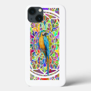 Tropical Mosaic – Blue & Gold Macaw Mandala iPhone 13 Case